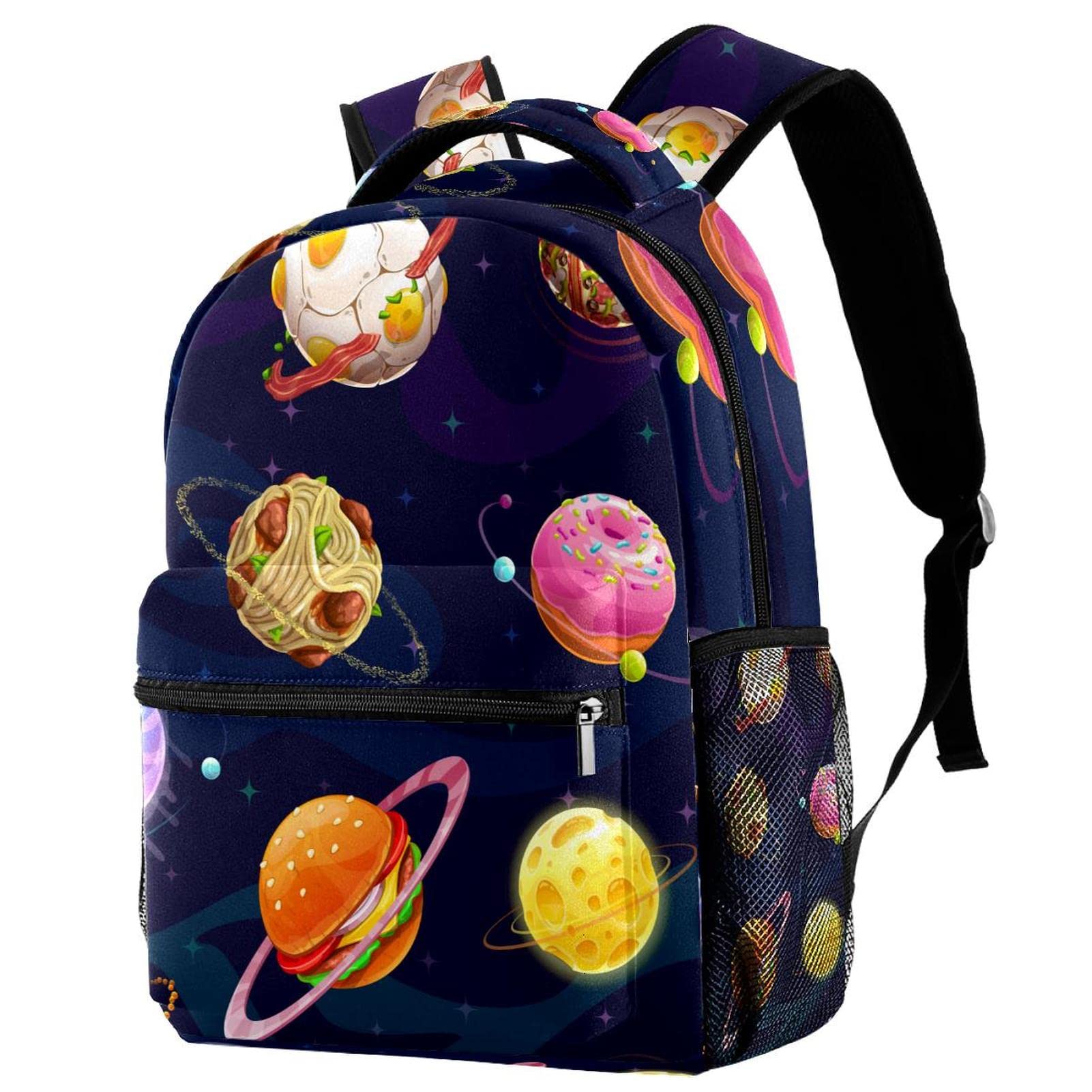 Laptop Backpack Travel Backpack With Multiple Pockets Large School Backpack for Girls Boys Teens(American Delicious Fat Food Pattern)