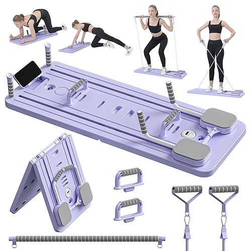 JANUA Pilates Board - Pilates Reformer Set, Multi-Purpose Foldable Pilates Reformer Board for Home, 5 in 1 Pilates Sliding Board - Purple Set
