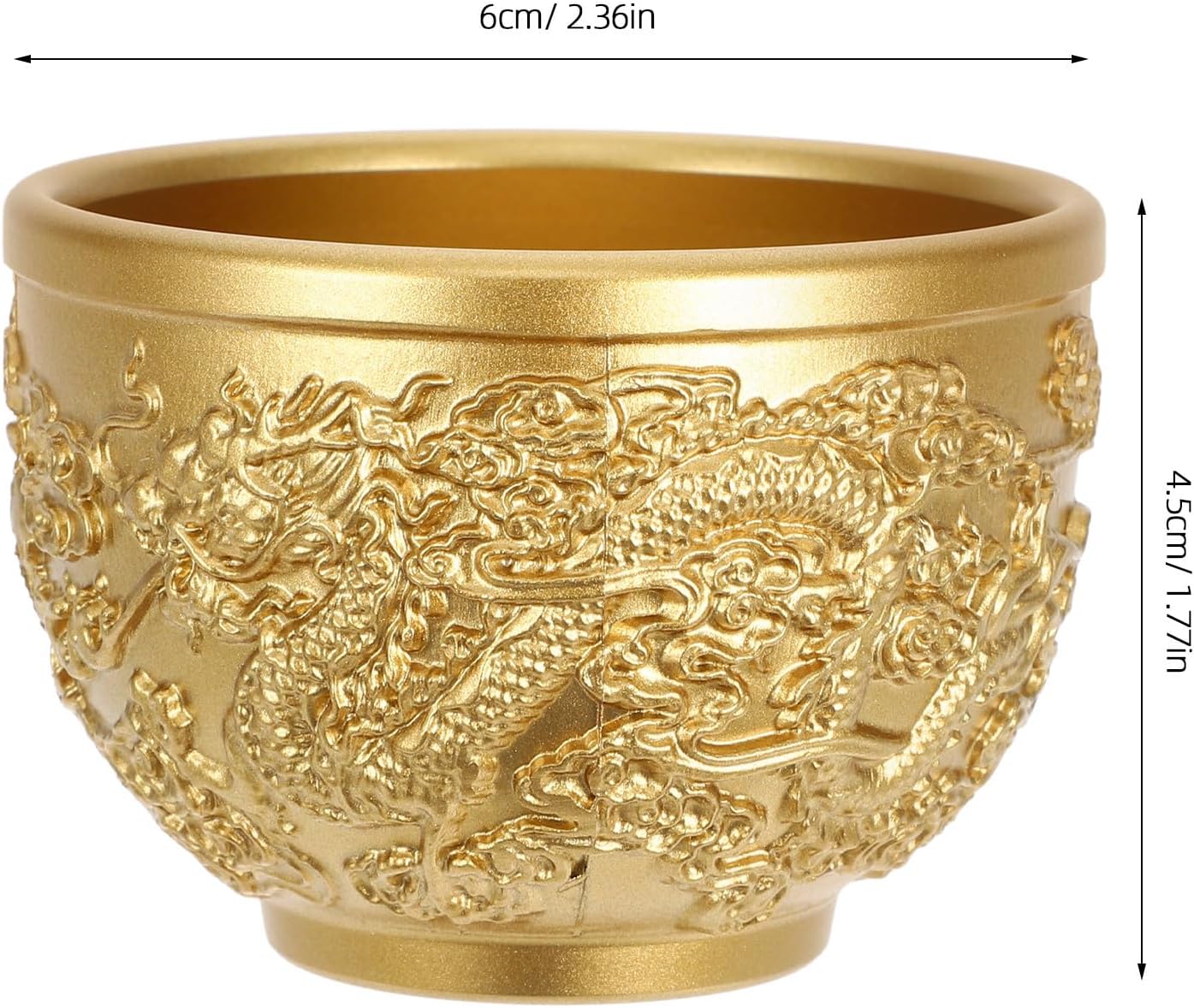 Vintage Dragon Phoenix Brass Teacup for Whiskey, Single Shot Serving