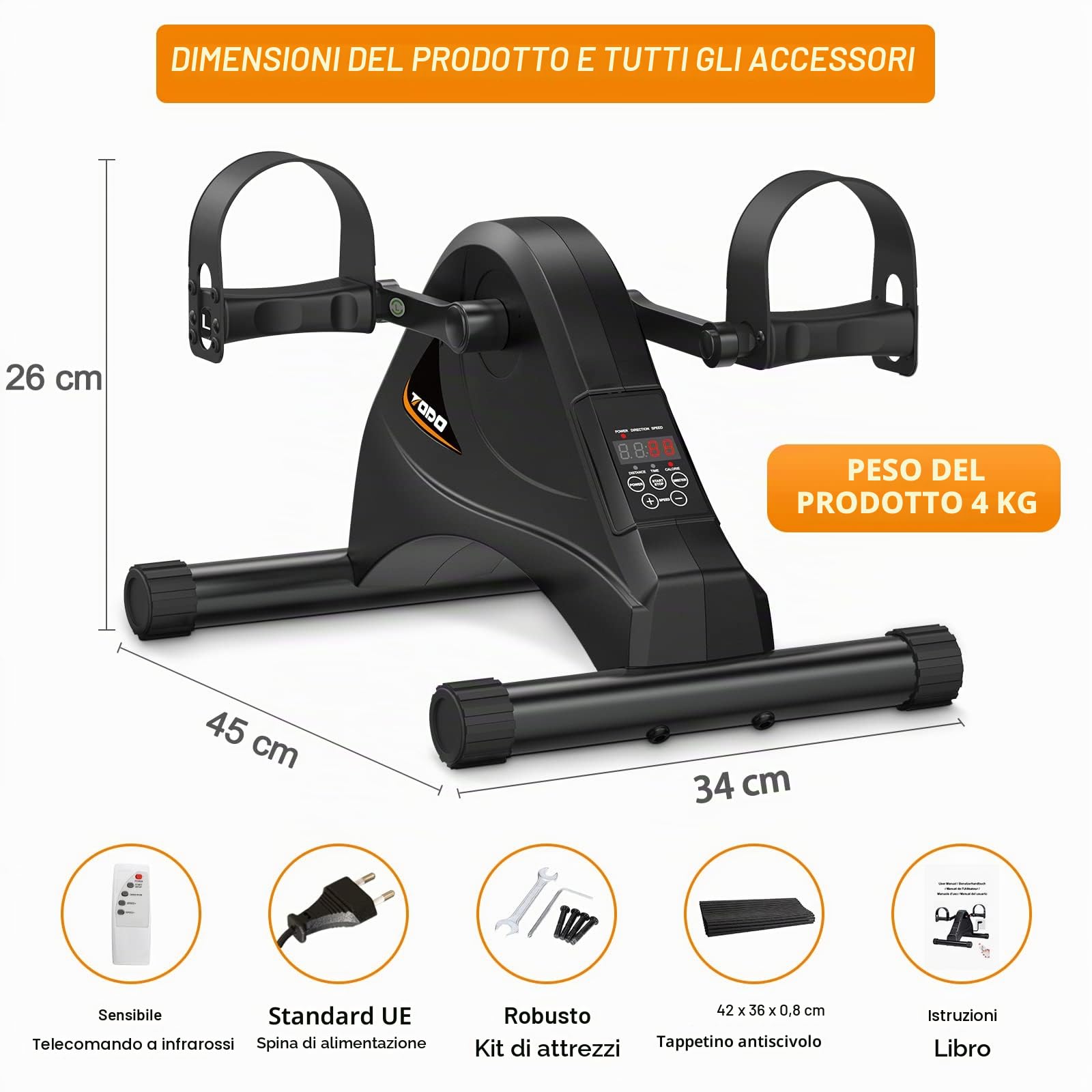 Pedalatore elettrico a pedale statico per anziani automatico, 6 livelli di velocità, telecomando con motore silenzioso per gamba riabilitazione