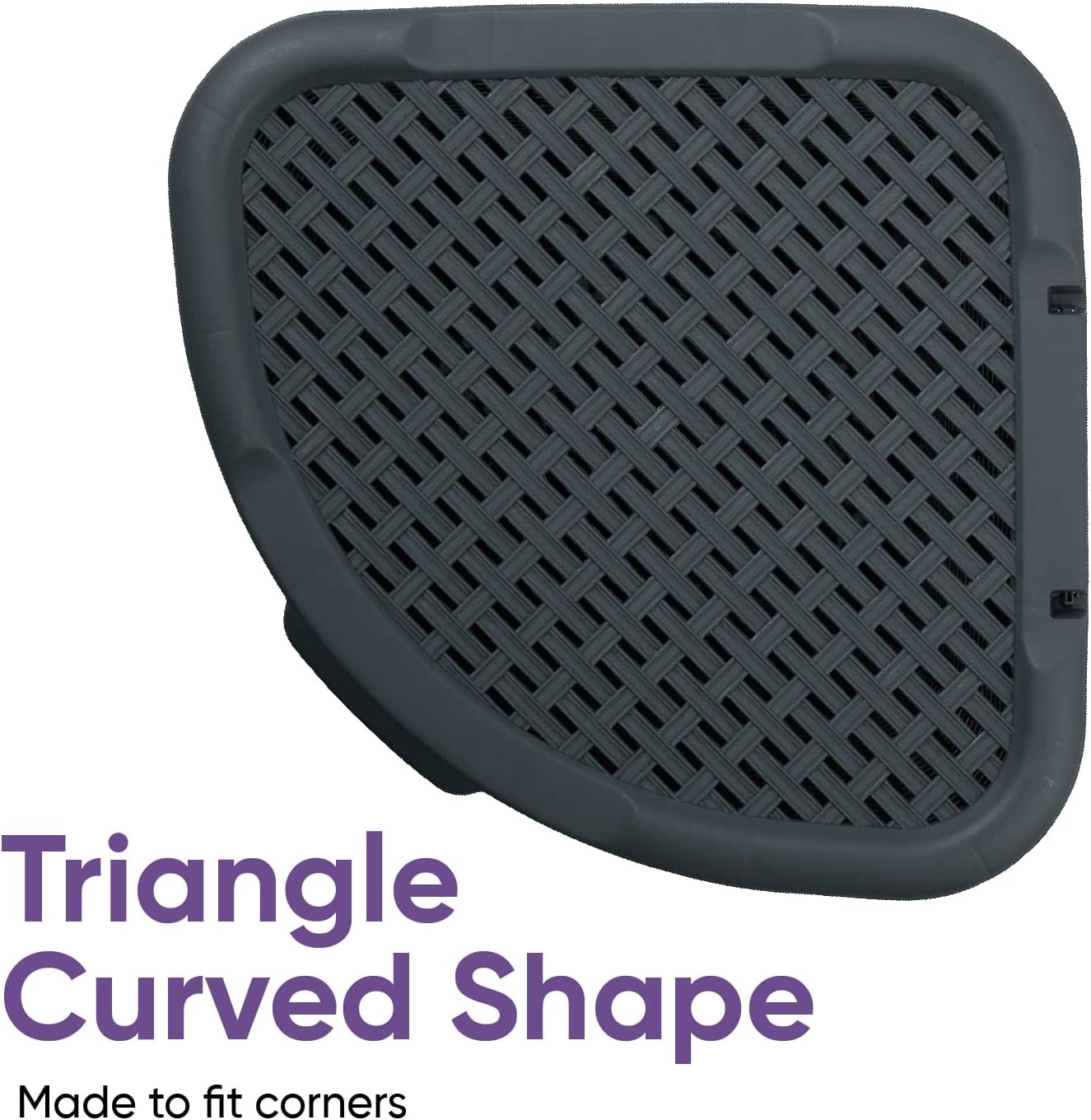 Plastic Corner Laundry Hamper with Lid, Curved Designed Laundry Basket, Triangle Grey Cloths Hamper Organizer with Cut-out Handles for Laundry Room Bedroom Bathroom, Wicker Design, 50 Liter