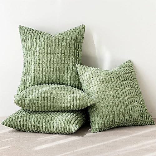 Miniatura 35 de MIULEE Juego de 4 fundas de almohada decorativas de pana estilo bohemio de primavera de 18 x 18 pulgadas para sofá, sala de estar, sofá y cama,