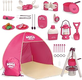 Kids Camping Set – an Outdoor Campfire Toy Set Featuring a Tent, Oil lamp, Stove, and More,Gift Idea for Girls Age 3+ Year Old Birthday Christmas