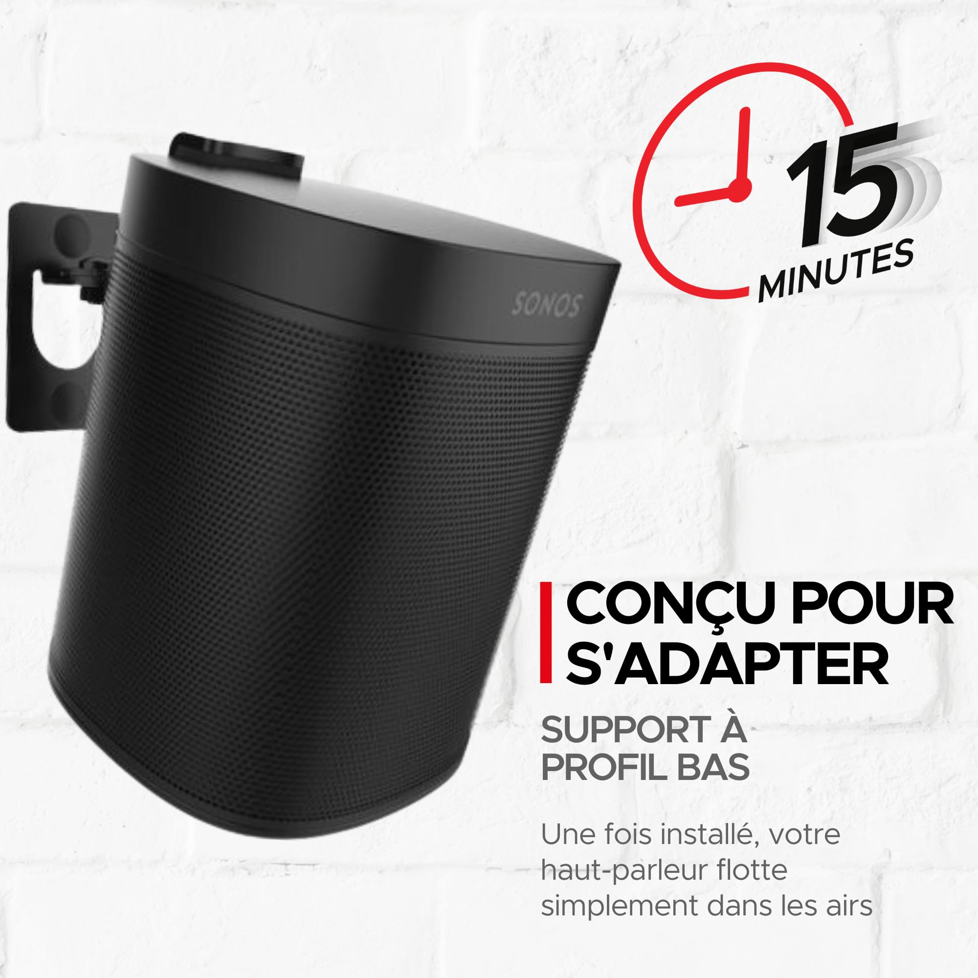Sound bass Support Mural One, GEN 2, One SL, Play:1, Pack Double, Noir