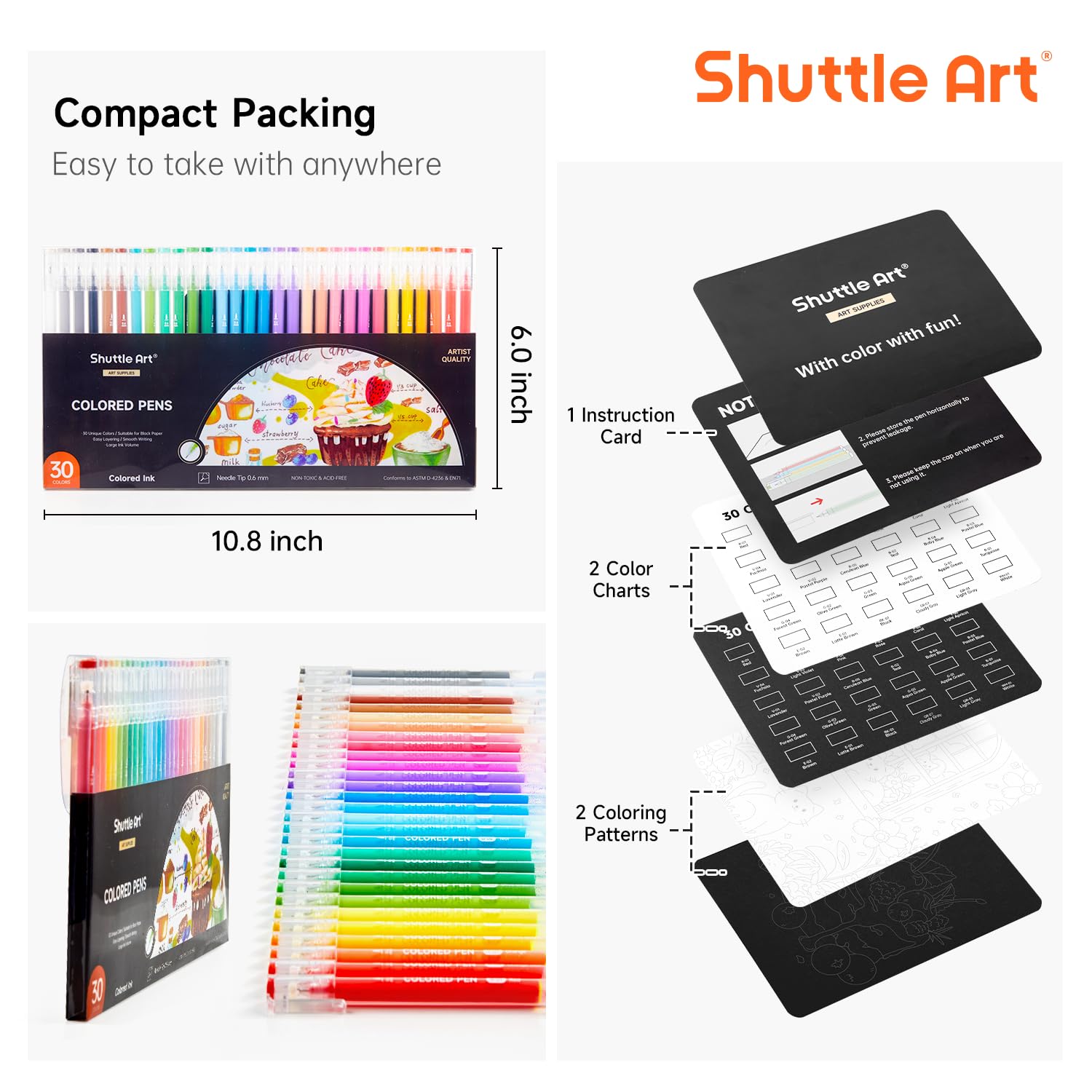 Shuttle Art 30 Color Gel Pens - Coloring & Journaling -2 Shuttle Art 30 Color Gel Pens - Coloring & Journaling -2