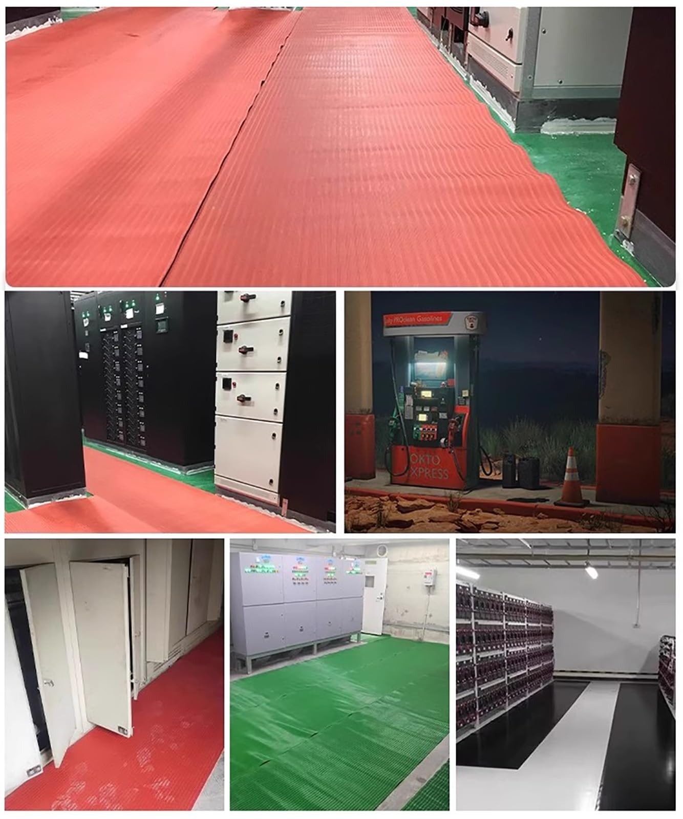 Almohadilla aislante Estera de goma aislada anti-estática, 3/5/10 mm de grosor aislado con tiras antideslizantes, Alfombras de suelo de goma aislantes profesionales para centrales eléctricas(Green,11'