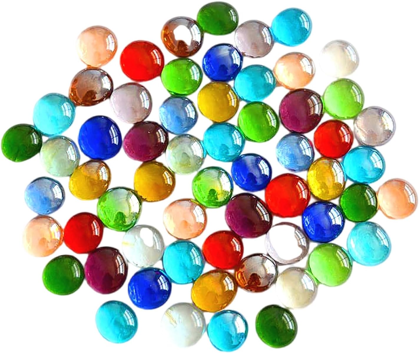 Glass Gems, Mixed Colour Stones Flat Bottom Beads for Home Decorative, Art Craft, Vase Filler, Hydroponic Plants, Fish Tank Landscaping,D 1kg