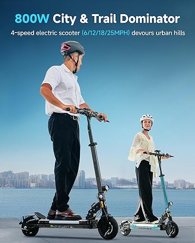 Miniatura 16 de Scooter eléctrico para adultos, motor de 800-1000 W y scooter portátil de pico de 31 MPH, alcance de hasta 31 millas, neumáticos todoterreno de 10