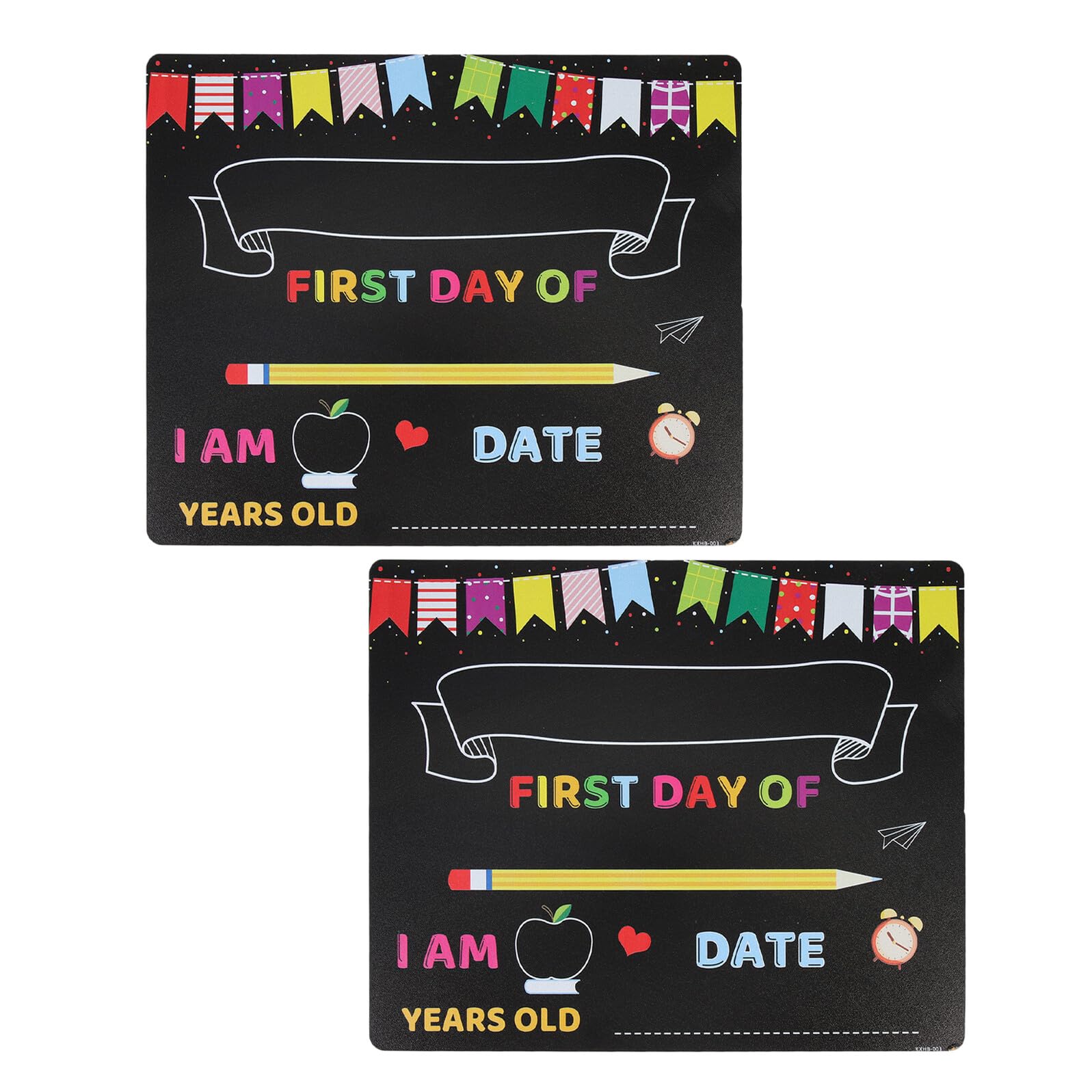 Lot de 2 Tableaux Noirs Réutilisables Rentrée Scolaire Surface Effaçable Lisse Format Compact Portable Panneau Souvenir pour Premier et Dernier Jour de Maternelle Accessoire