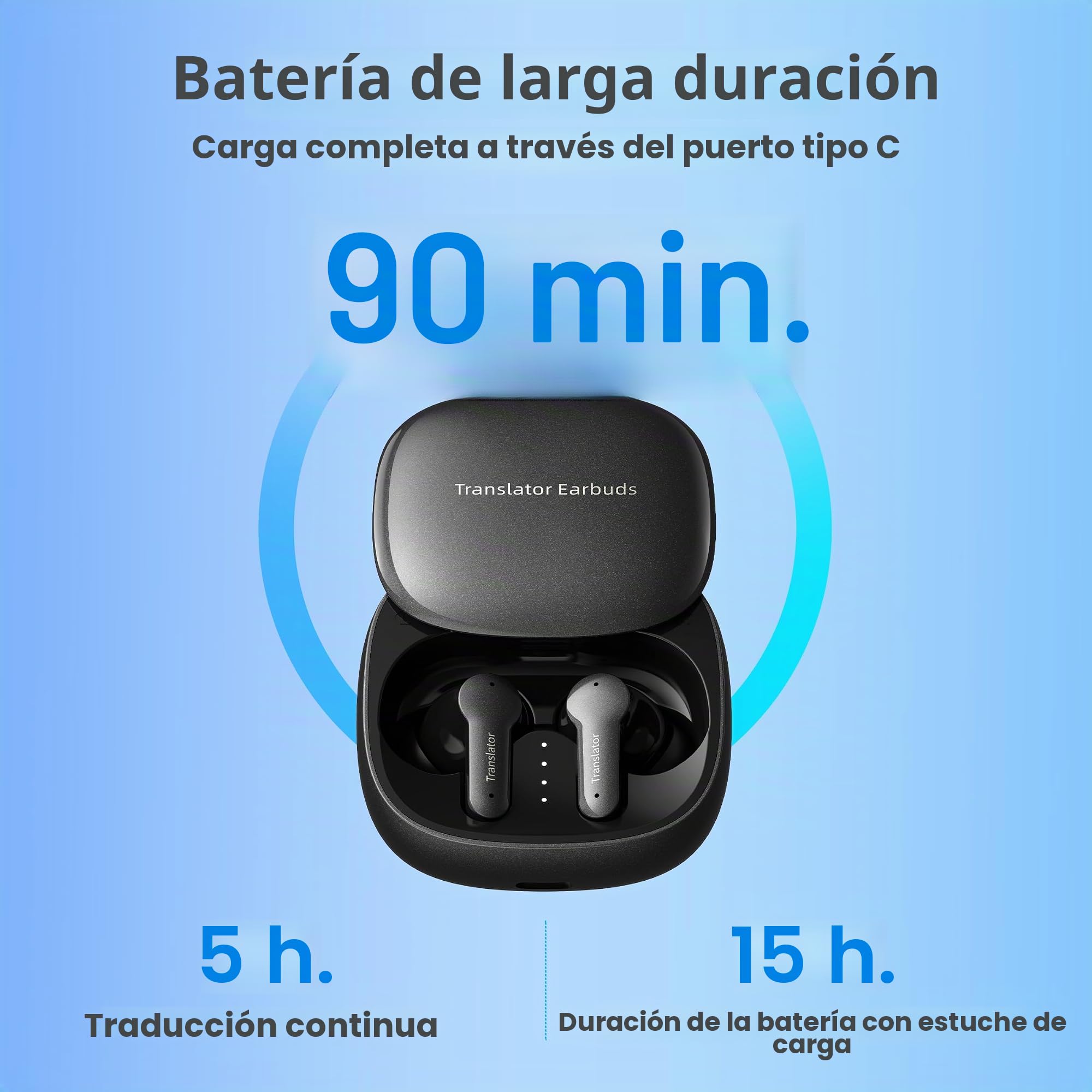 ANFIER Auriculares de traducción 3 en 1, dispositivo traductor de idiomas, 144 idiomas y acentos, traducción en línea, batería de larga duración, adecuado para viajes, negocios, color negro M3