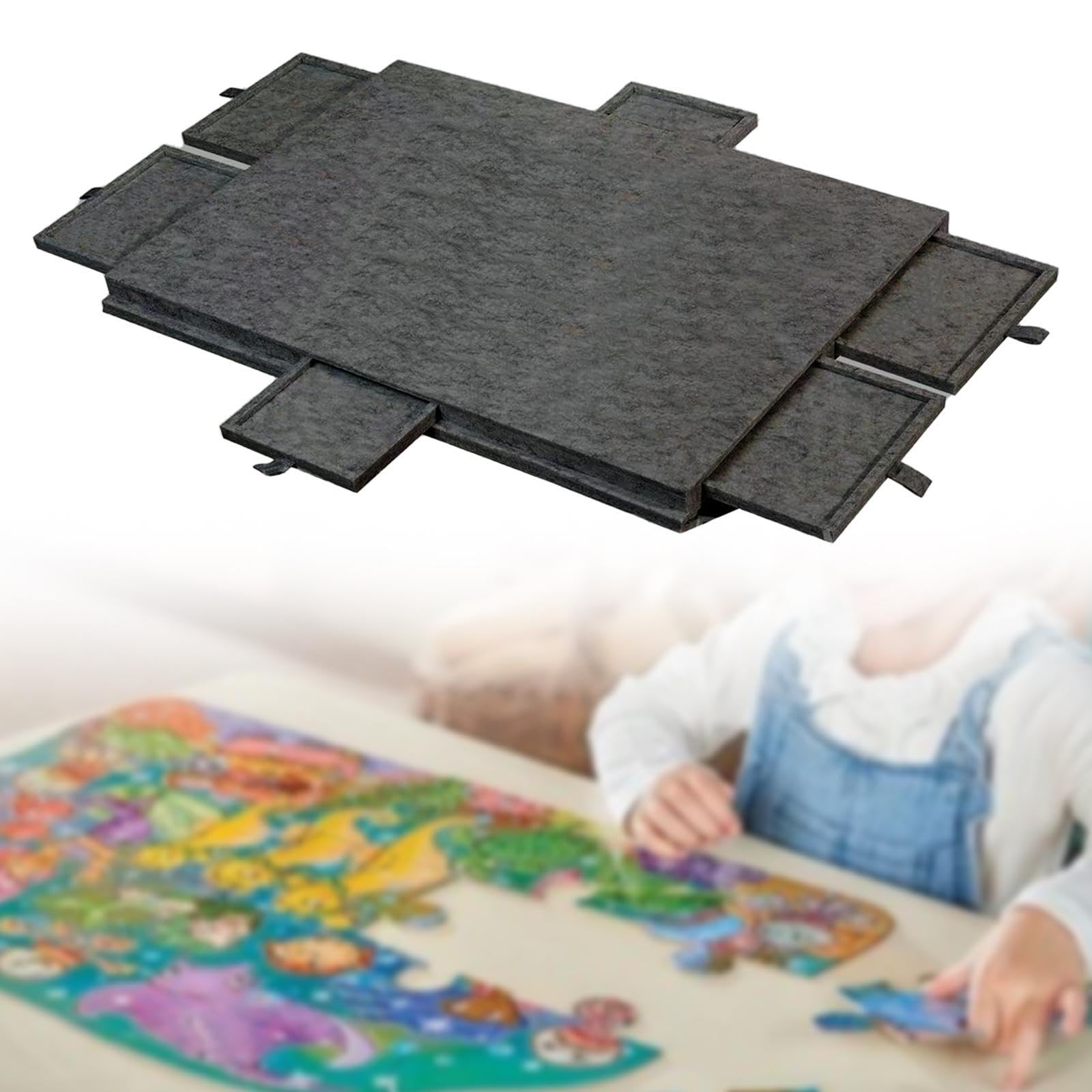Mesa Rompecabezas Tablero de Fieltro Portátil con Cajones para Almacenamiento de Puzzles Y Montaje Seguro Adecuado para Entusiastas Y Decoración del H, Dark Gray S