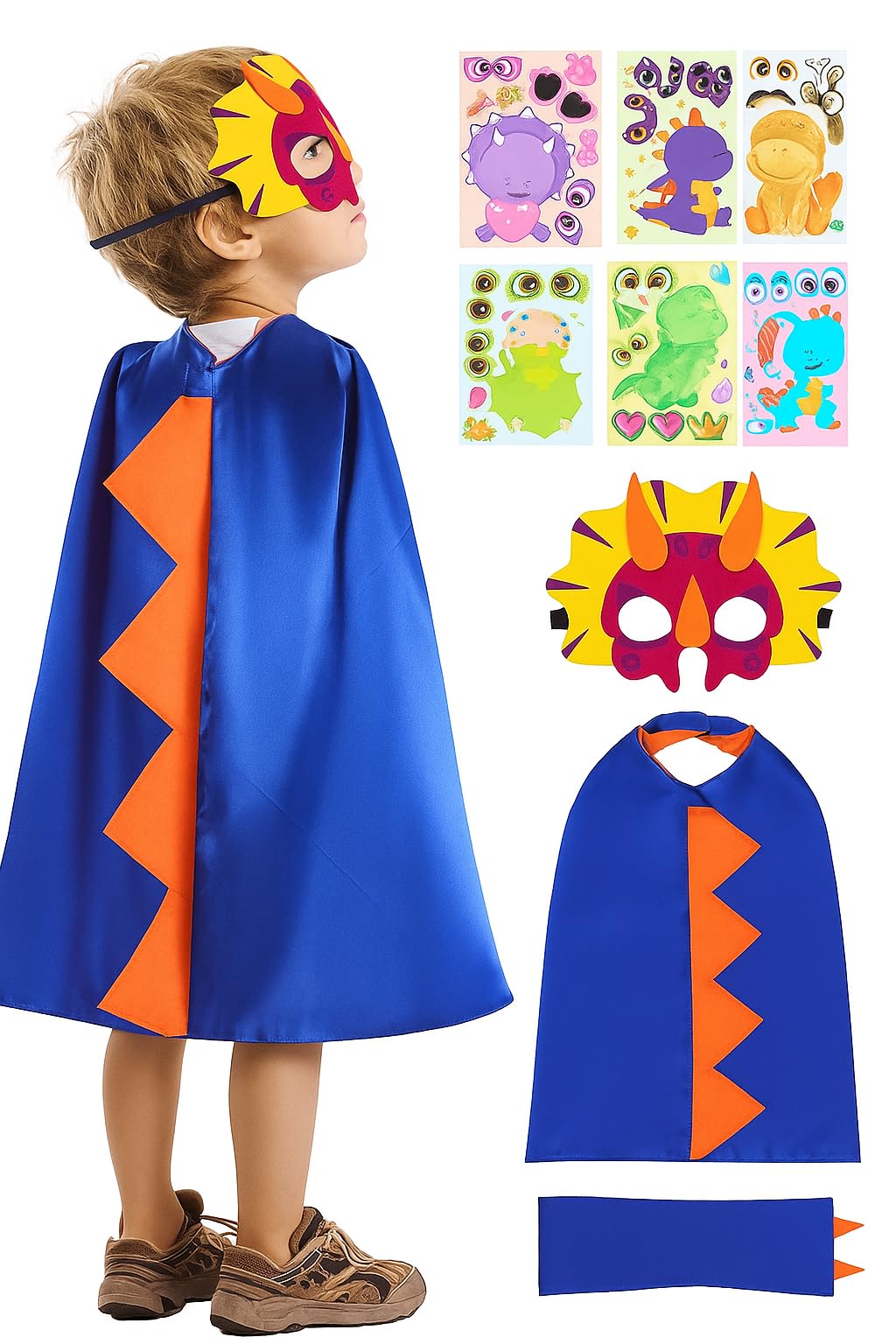 Superhero Capes & Masks Bulk Set for Kids 2-12 – Satin Capes, Felt Masks, Bracelets, Dress Up Costumes, Party Favors