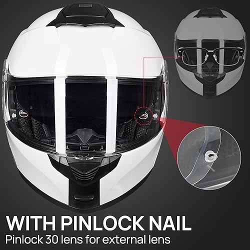 Miniatura 5 de ILM Casco modular de cara completa para motocicleta para adultos, doble visera, aprobado por DOT, modelo 159 (blanco, mediano)