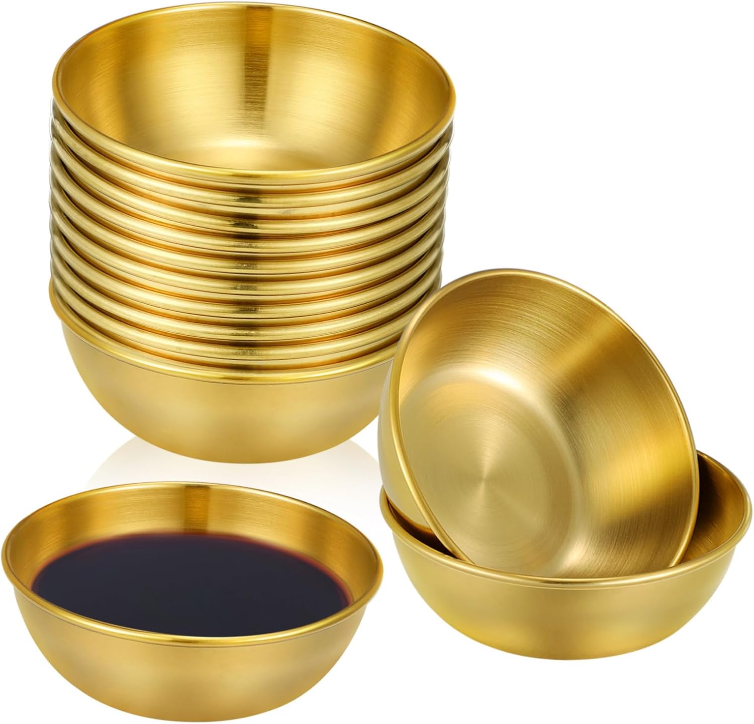 INOOMP 10Pcs Stainless Steel Sauce Dishes Plates for Appetizers for Soy Mustard and Vinegar Elegant for Dipping Sauces and Condiments
