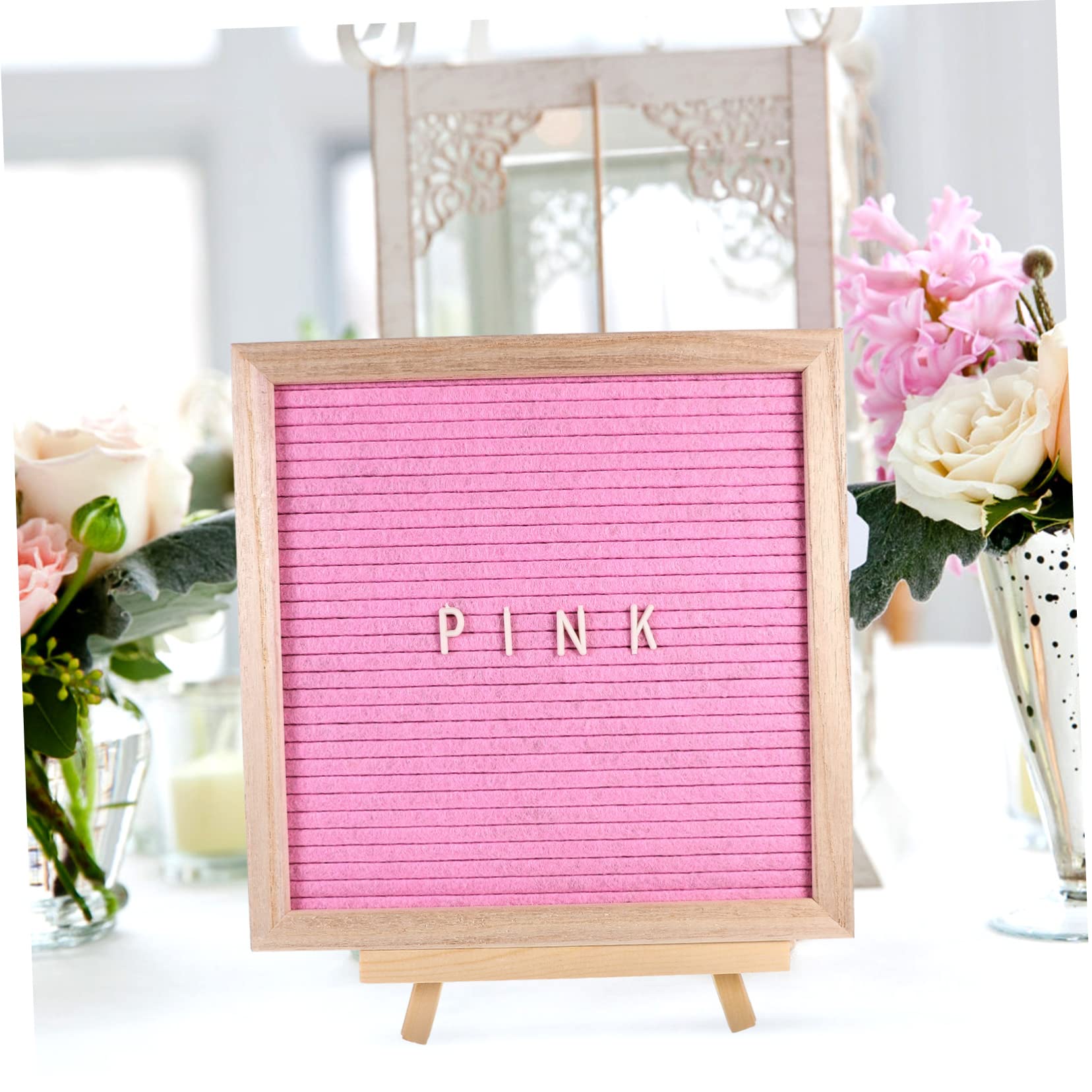 Tableau de Lettres en Feutre Rose avec Cadre Bois 1 Set