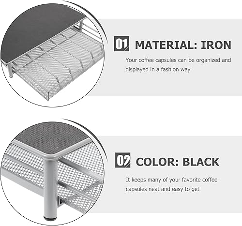 Miniatura 8 de Hemoton Cajón para cápsulas de café, compatible con K-Cups, 36 soportes, no enrollable, compacto debajo de la cafetera, cajón deslizante de
