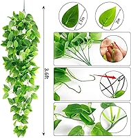 Vista 3 de Ageomet 3pcs Artificial Hanging Plants, 3.6ft Fake Ivy Vine for Wall House Room Indoor Outdoor Decoration (No Baskets)