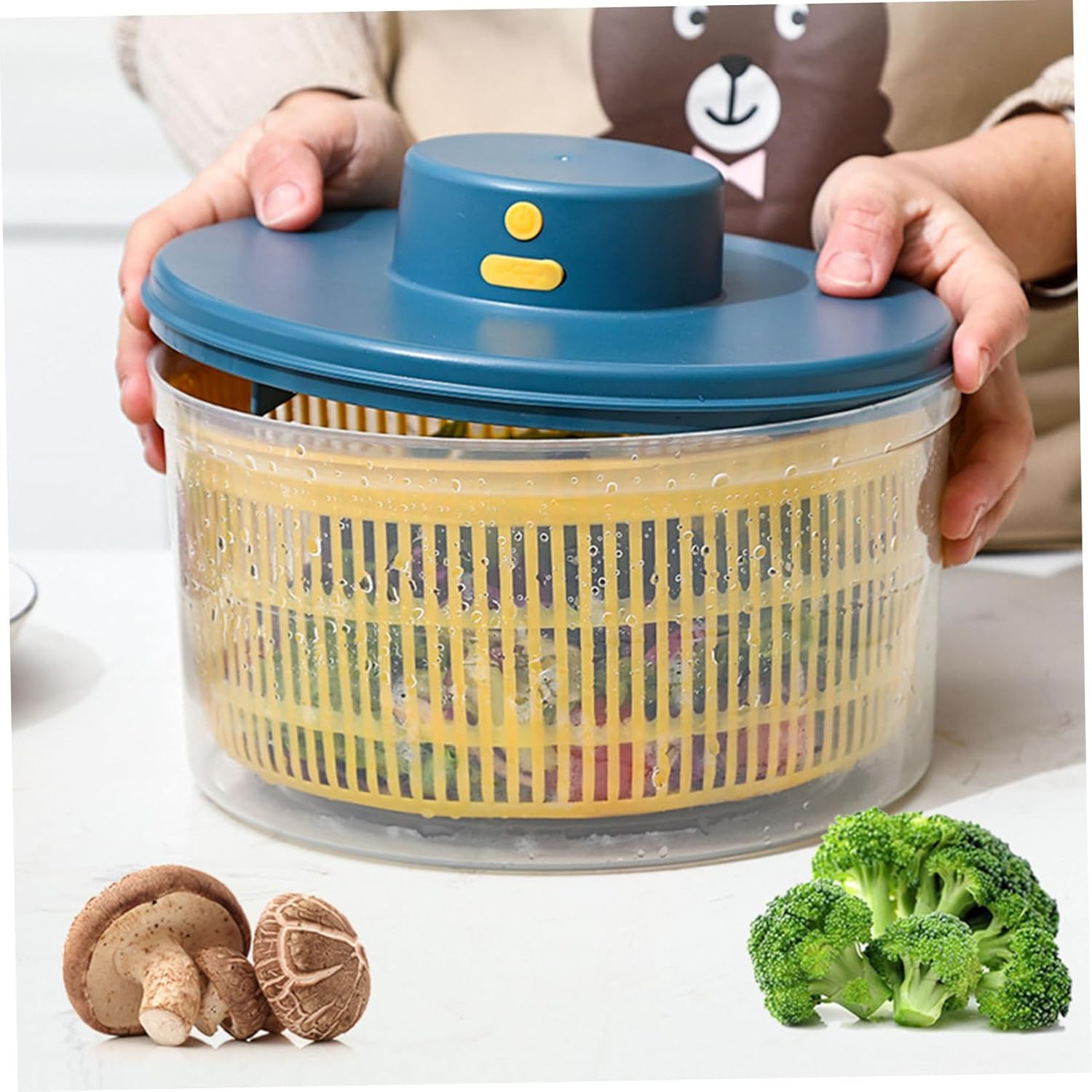 Amosfun Salad Spinner Herb Dryer Vegetable Dehydrator Drain Basket Salad Dryer