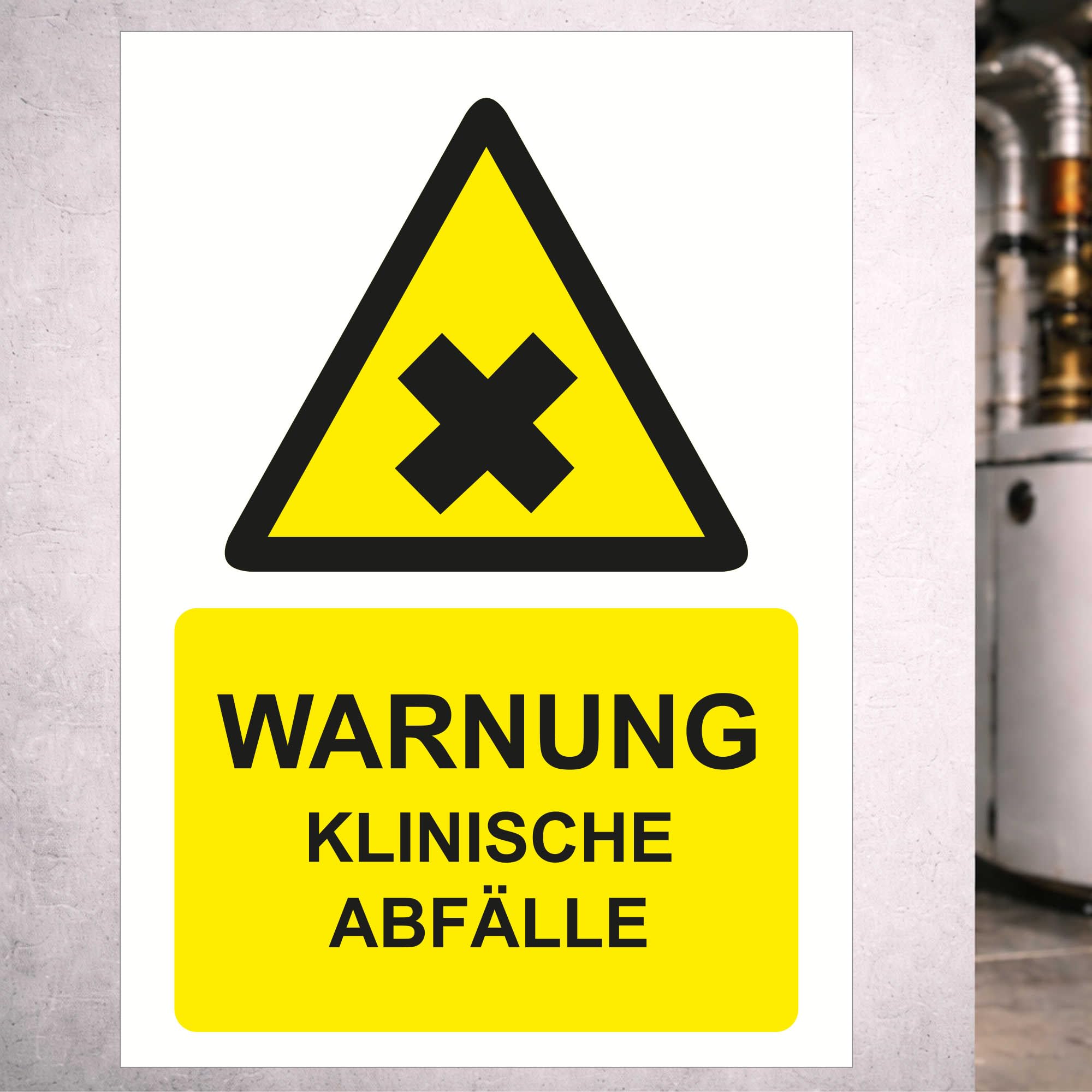 Indigos UG - Aufkleber Klinische Abfälle - 594x840 - Hinweisschild Warnschild Sicherheitsschild - Sticker - für Innen und Außen