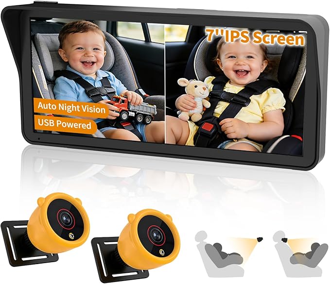 KOUENOM Baby Car Camera with Dual 1080P Cameras and Night Vision