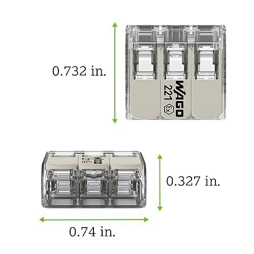 Miniatura 3 de 221-483  WAGO Serie 221 LEVER-NUTS para lugares peligrosos  Conector de empalme de 3 conductores  24  12 AWG  Carcasa transparente, palancas de