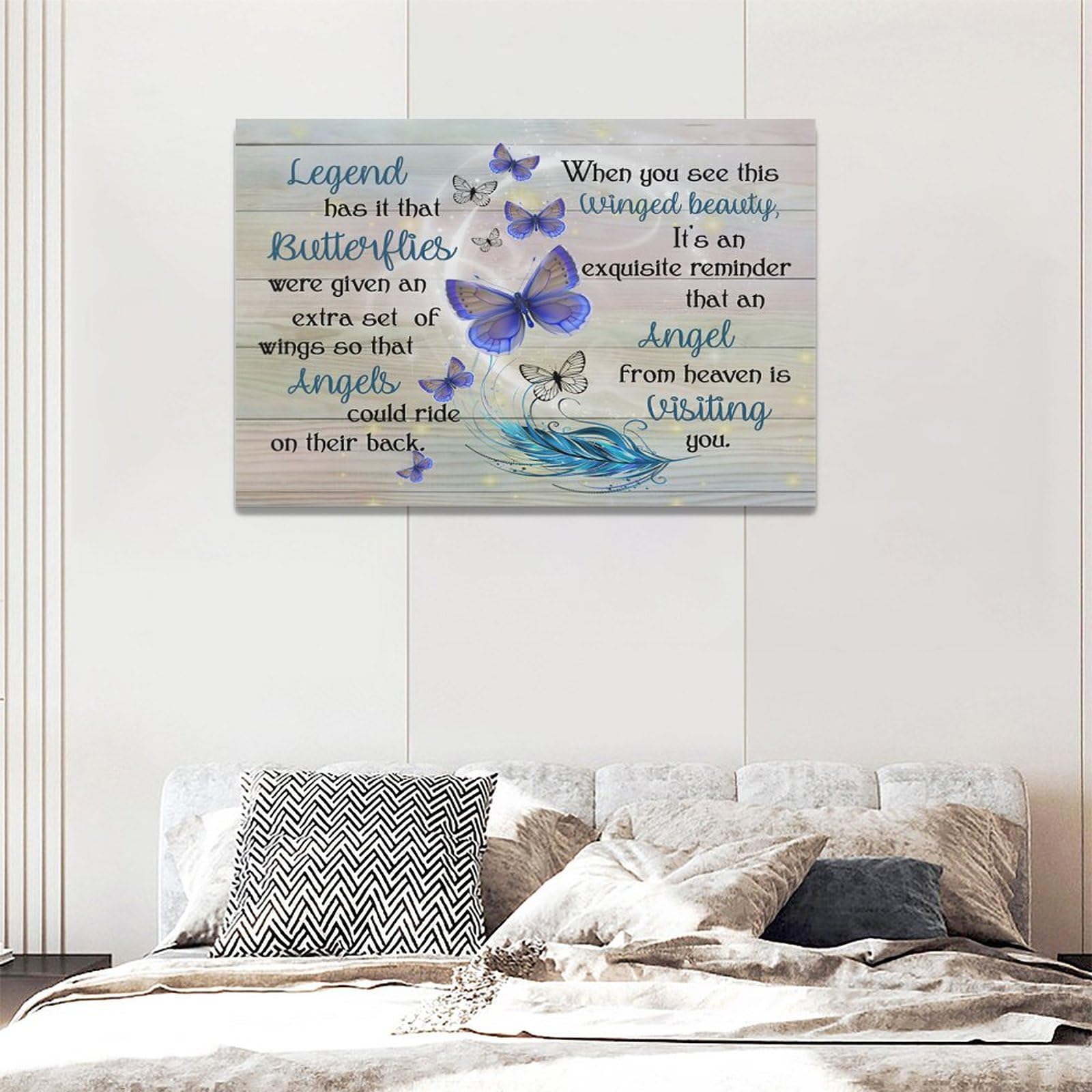 Stampa artistica da parete con farfalla blu, decorazione commemorativa da parete, stampa su tela, stampa moderna, per bagno, soggiorno, cucina, ufficio, 50,8 x 61 cm
