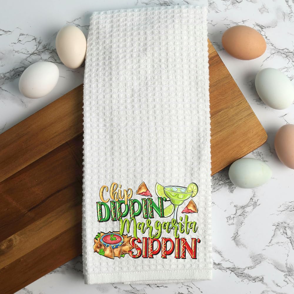 Chip Dippin Margarita Sippin Cinco de Mayo Dish Towel Celebration Mexican American Culture Mexcan Heritage Gift Mom Sister Grandmother Teacher (16" x 24")