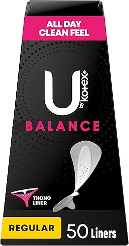 U by Kotex Balance Daily Wrapped Tanga Panty Liners, absorción de luz, longitud regular, 50 unidades (el embalaje puede variar)