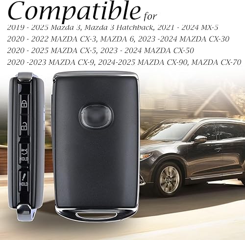 Miniatura 5 de Vitodeco Funda protectora de cuero genuino para llavero inteligente compatible con Mazda 3, Mazda 3 Hatchback, Mazda 6 2019 - 2022, CX-5, CX-50,