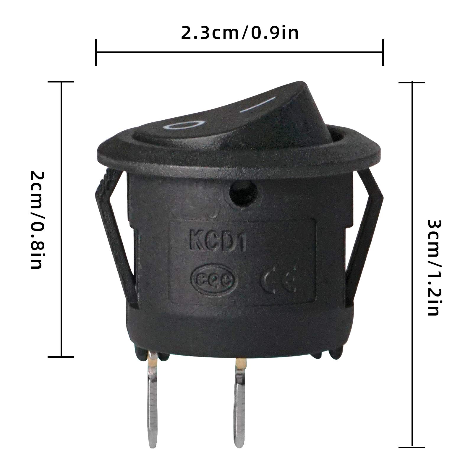 Interruttori Bilanciere Rotondi 10pcs - 10A/125V 6A/250V Per Auto Ed Elettrodomestici - Foto 2