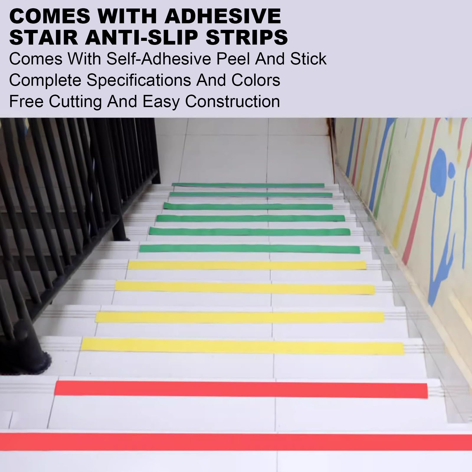 Strisce autoadesive in gomma per scale, resistenti, per interni ed esterni, antiscivolo, per migliorare la sicurezza e prevenire scivolamenti
