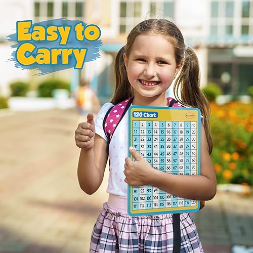 Miniatura 7 de Pizarra blanca de borrado en seco, 9 x 12 pulgadas, tabla de números 120 de doble cara, pizarra blanca de manipulación matemática para niños,