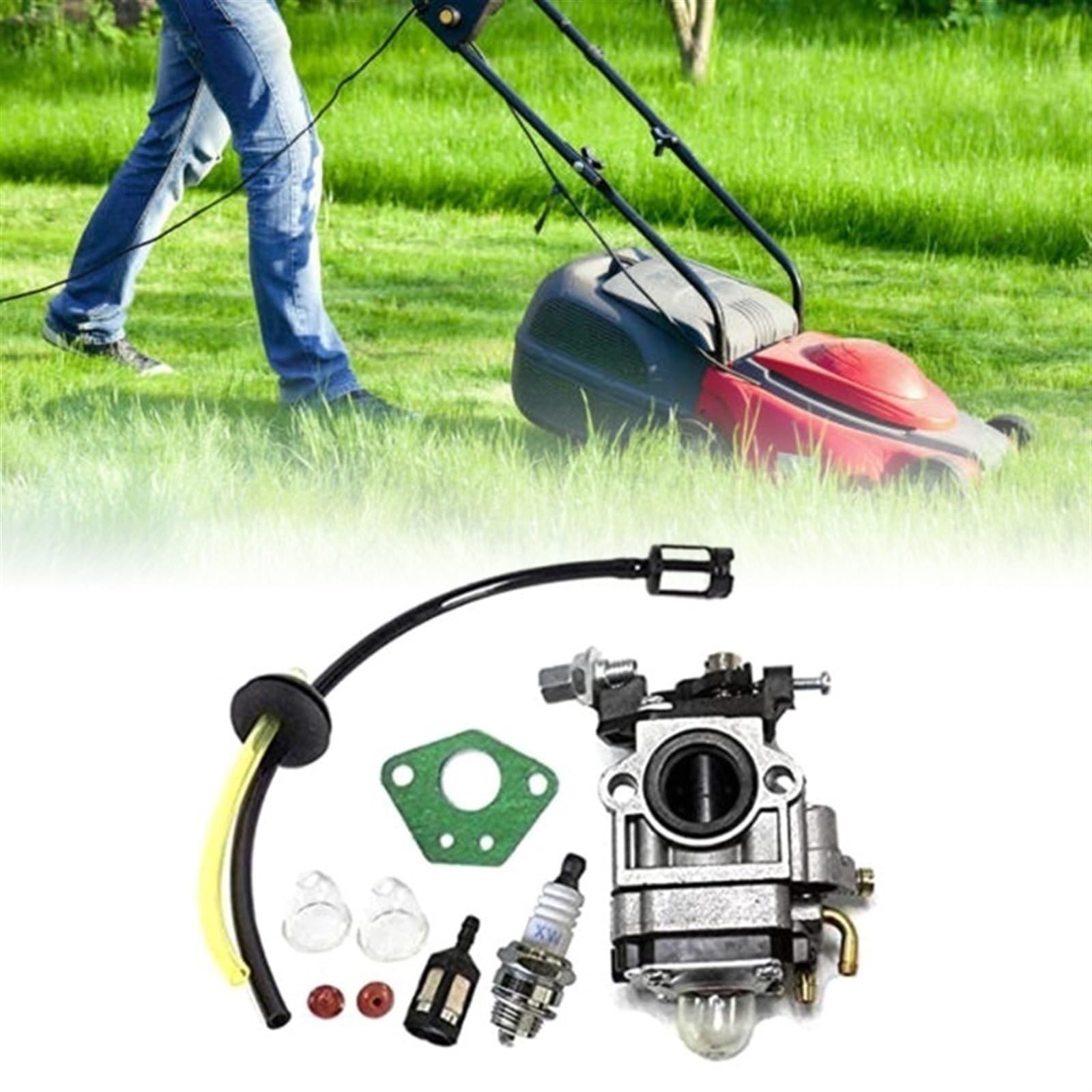 Carburador automotriz Kit de carburador 52cc 49cc 43cc desbrozadora con sello para manguera para bujía para filtro gasolina cortacésped