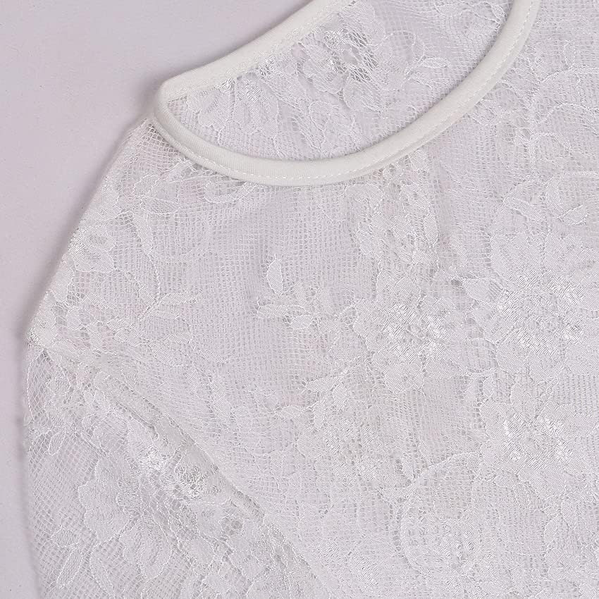 Miniatura 6 de Blusa corta de malla transparente con encaje bordado para mujer, camiseta sexy para fiesta, club