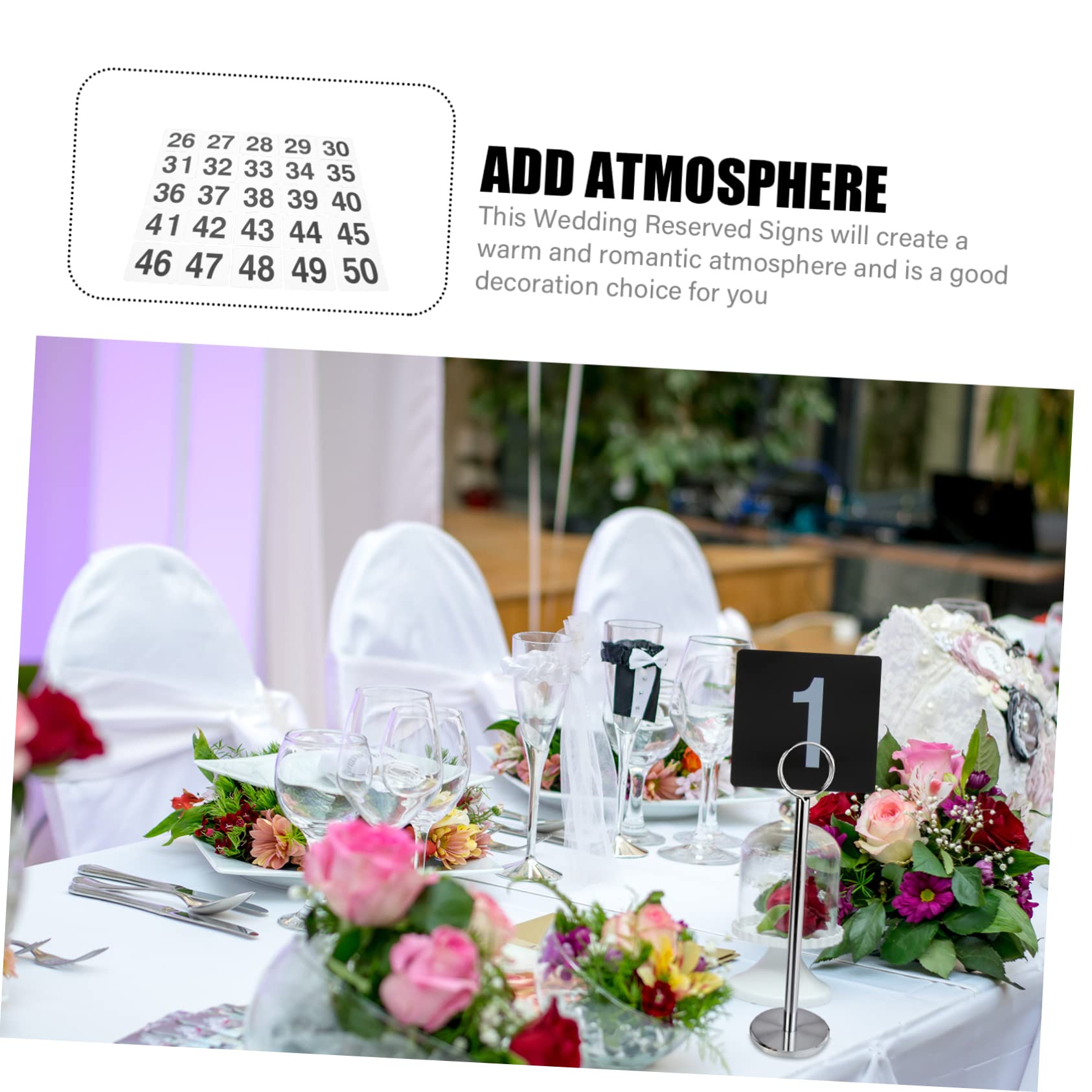 BEBEMOKO Stylish Digital Table Number Plate Food Signs for Party Reserved Signs Plastic Seating Cards