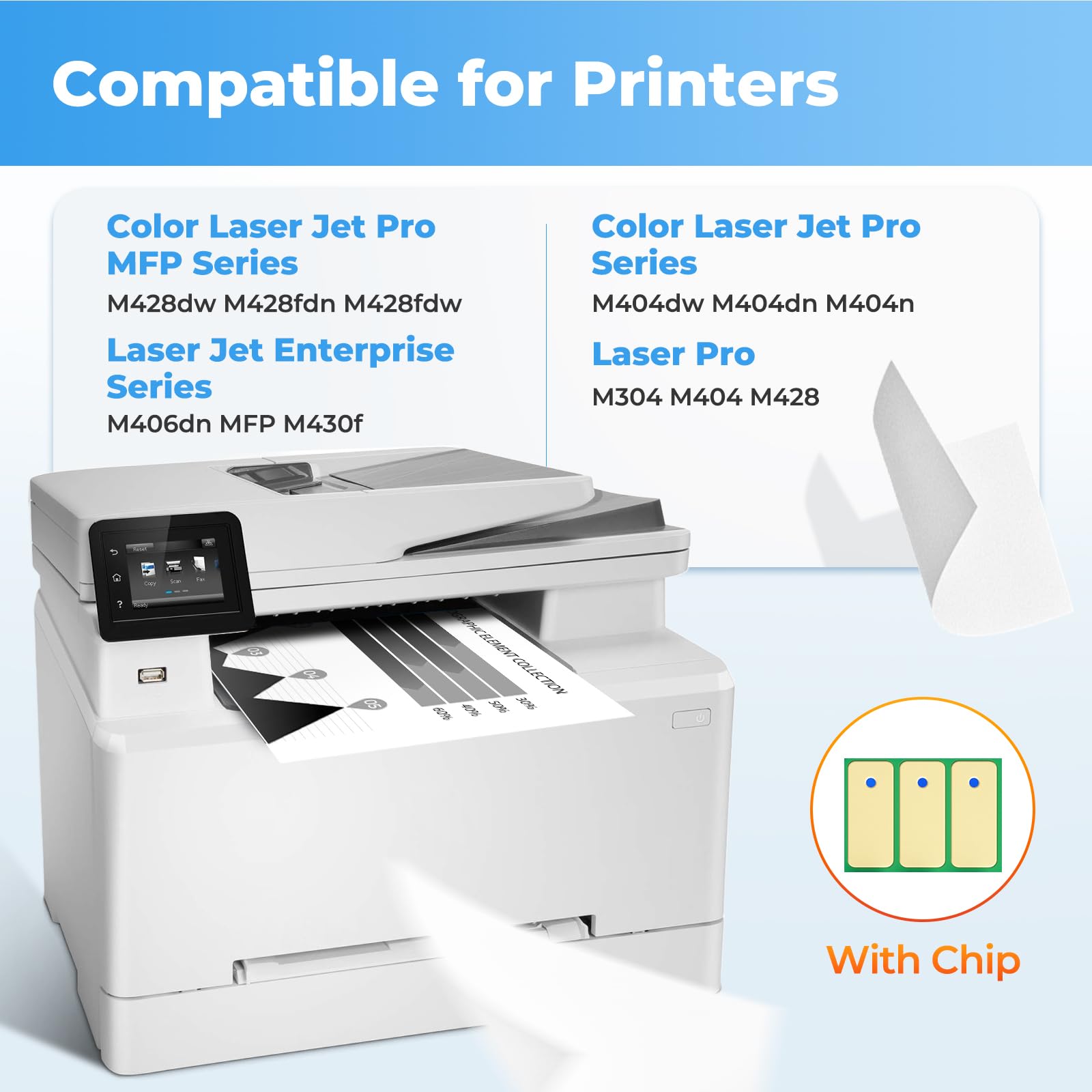 58A Toner Cartridge Black for Laser Jet Enterprise M406dn Pro M404dw, Compatible with HP 58X CF258X Toner Cartridges for HP58A CF280A Color Laser Jet Pro M404dw M404dn Enterprise M406dn MFP M428fdw