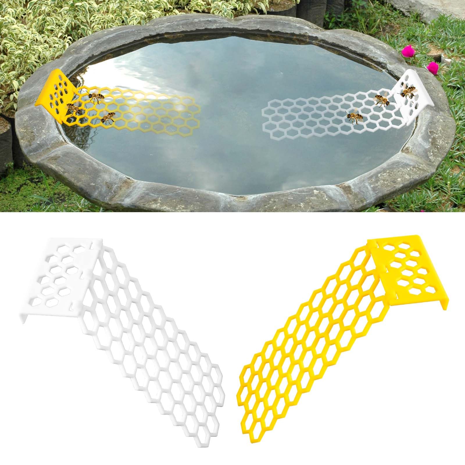2pcs Floating Bee Ladder, Plastic Floating Bee Island for Drinking Beehive Shaped Bee Watering Station Butterfly Bee Waterer for Beekeeping Feeding Equipment Bee Bath
