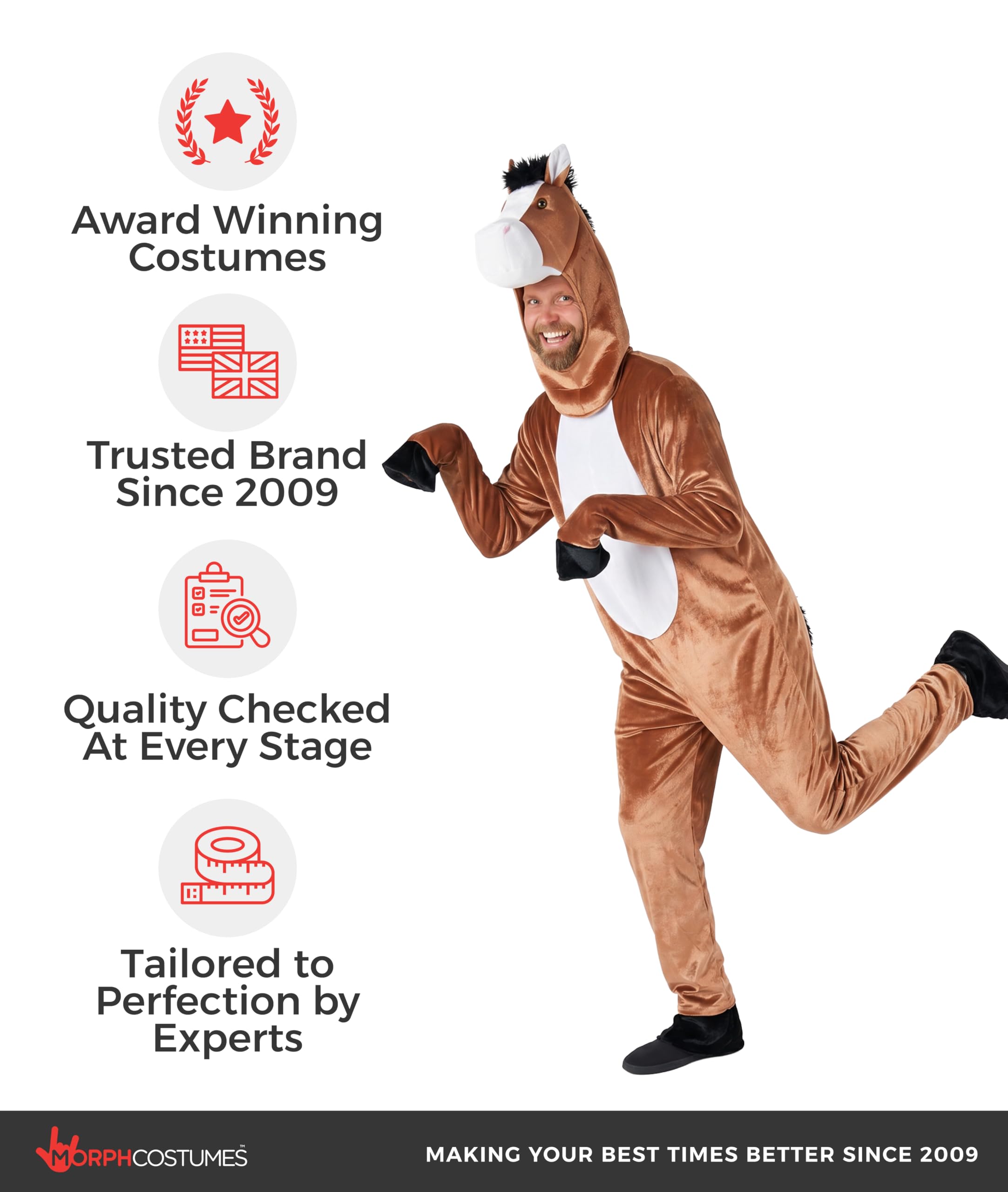 Morph Disfraz Caballo Adulto, Disfraces Animales, Traje de Potro, Disfraces de Caballos, Disfraz Carnaval Hombre