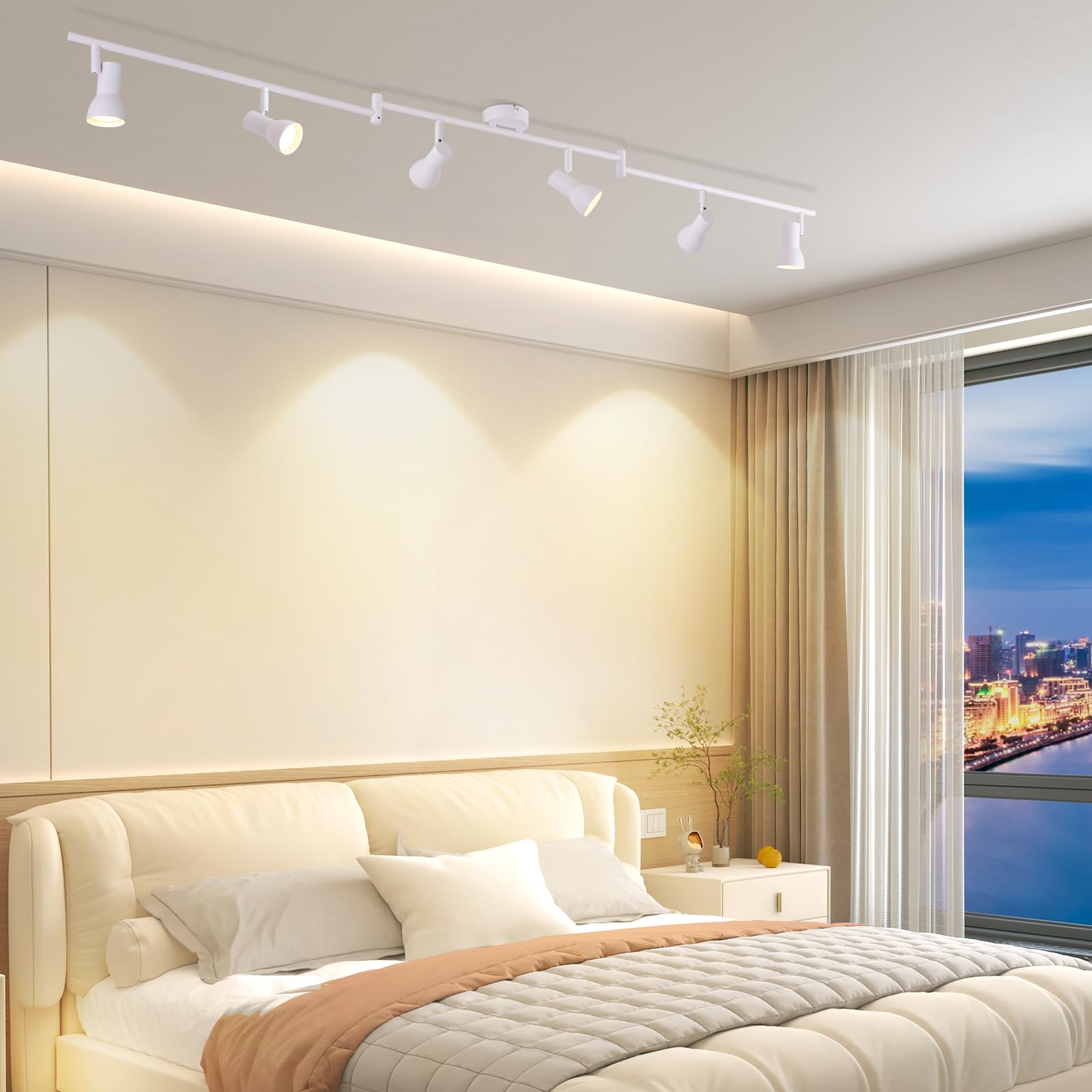 spot plafond 6 ttes, design moderne, 350 inclinable, GU10 mtallique