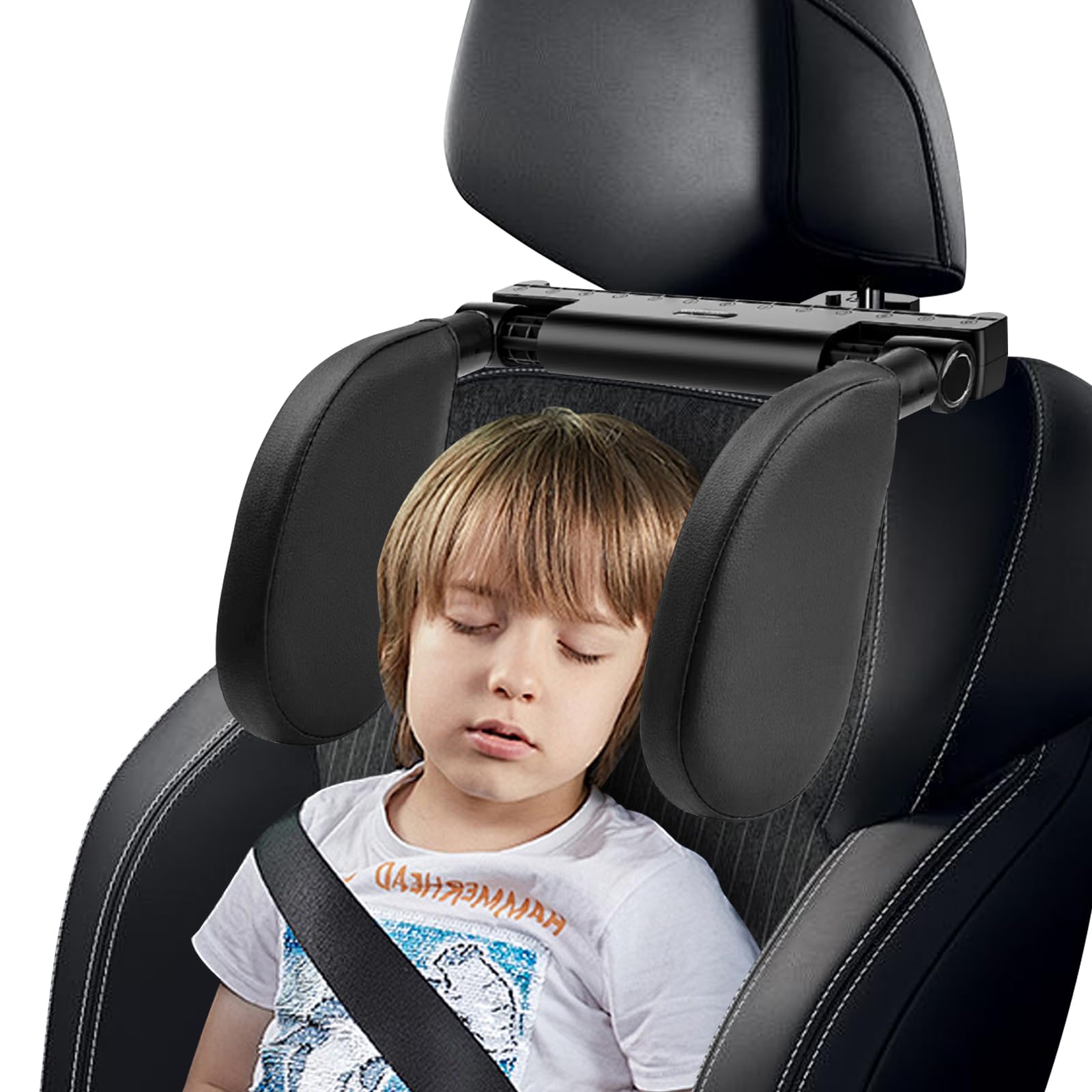 RunSnail Almohada Reposacabezas Coche, Almohada De Soporte De Cuello Transpirable, Almohada De Cuello Ajustable, Soporte De Cabeza y Cuello Extraíble, Almohada De Viaje Inclinable a 180° para Niños y Adultos