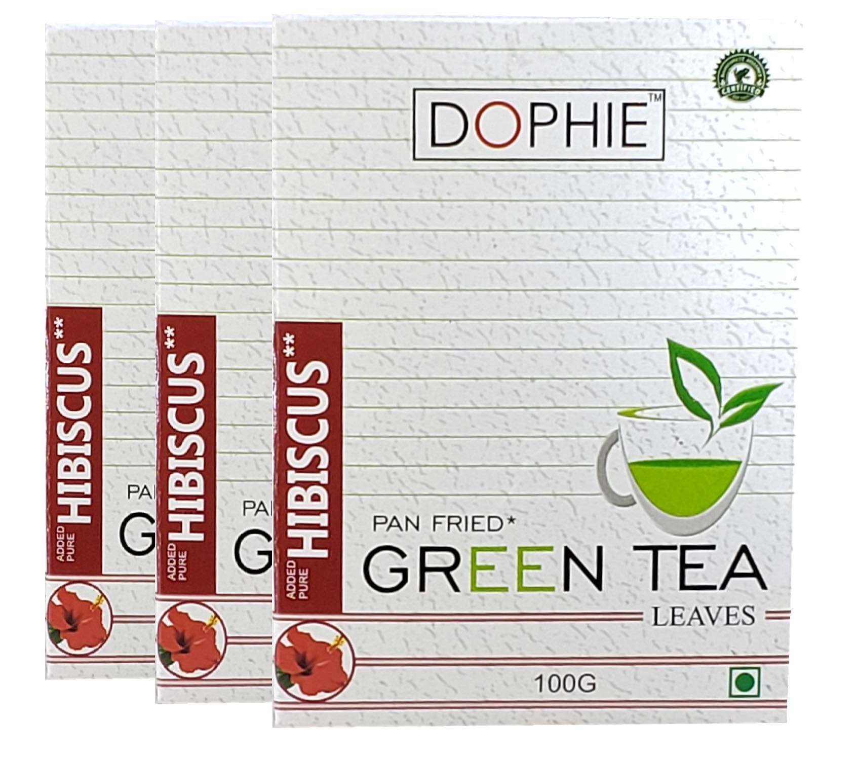 Dophie Green tea loose leaf with Hibiscus (Pack-3)(100g*3) Herbal Tea| Antioxidant Healthy Properties | Support Weight Loss| Best for Detox| Green Tea Loose Leaves Hibiscus green tea