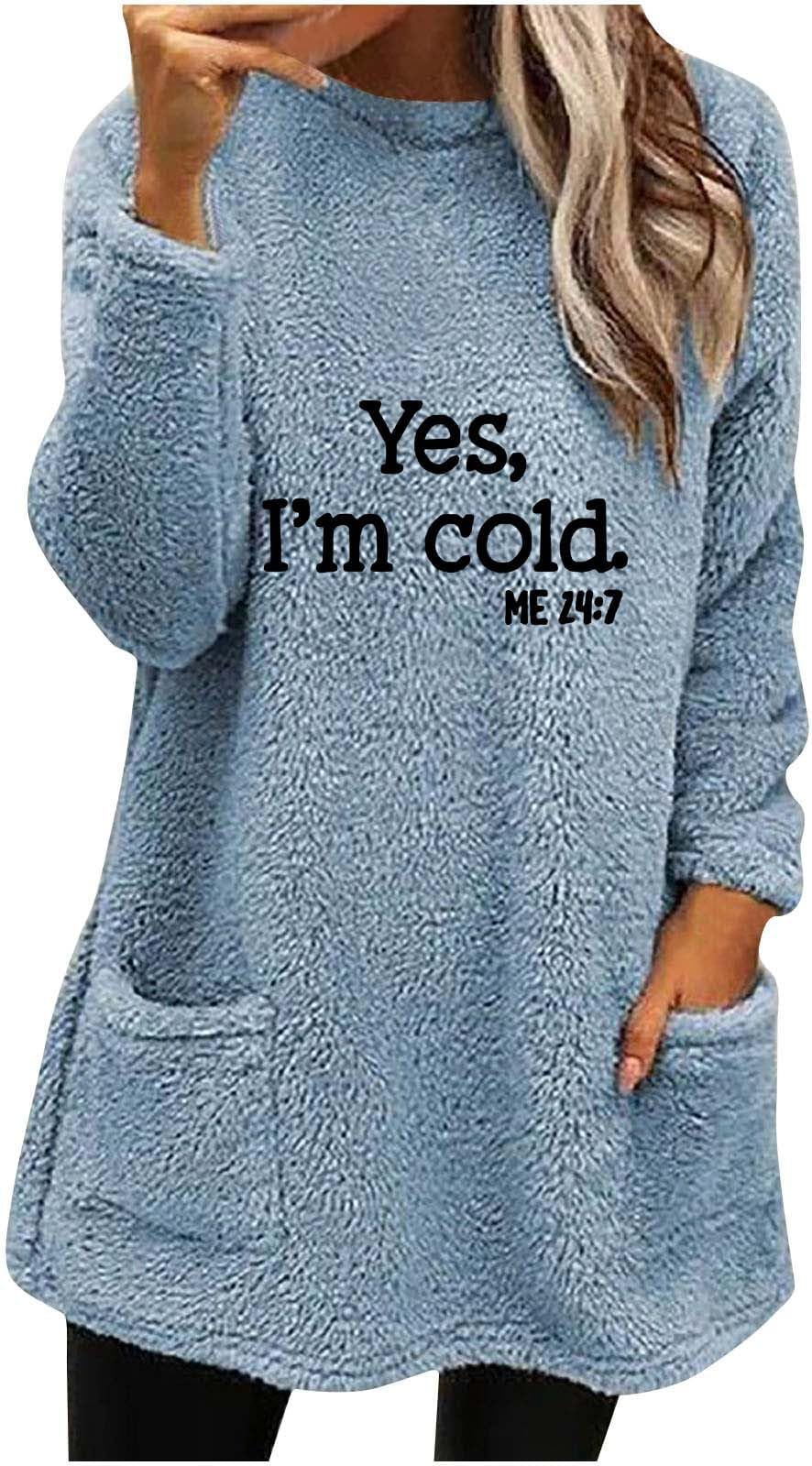 StessotudoFunny Sayings Sweatshirts for Women Long Sleeve Fleece Sherpa Winter Shirts Round Neck Casual Warm Cute Long Tops