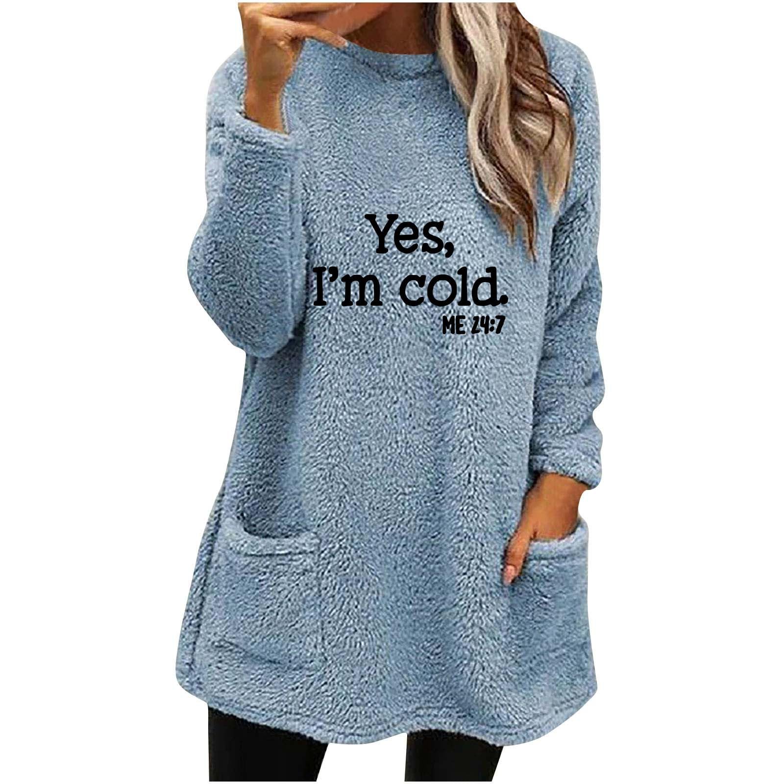 StessotudoFunny Sayings Sweatshirts for Women Long Sleeve Fleece Sherpa Winter Shirts Round Neck Casual Warm Cute Long Tops