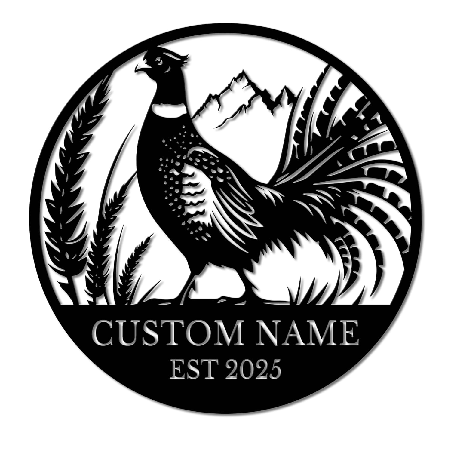 Pailideart Style-4 Personalized Pheasant Metal Sign, Custom Hunting Lodge Decor, Game Bird Wall Art, Rustic Cabin Name Plaque, Unique For Outdoorsmen (Style-4)