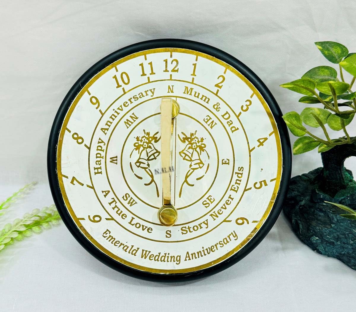 Reloj solar de aniversario de boda para padres, abuelos, amigos, marido o esposa, parejas, brújula única para él y ella