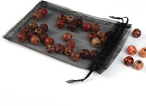 Miniatura 100 de ANZNKU Paquete de 50 bolsas de organza pequeñas de malla de 4 x 6 pulgadas, bolsa de regalo dorada de primera calidad con cordón, bolsa de malla