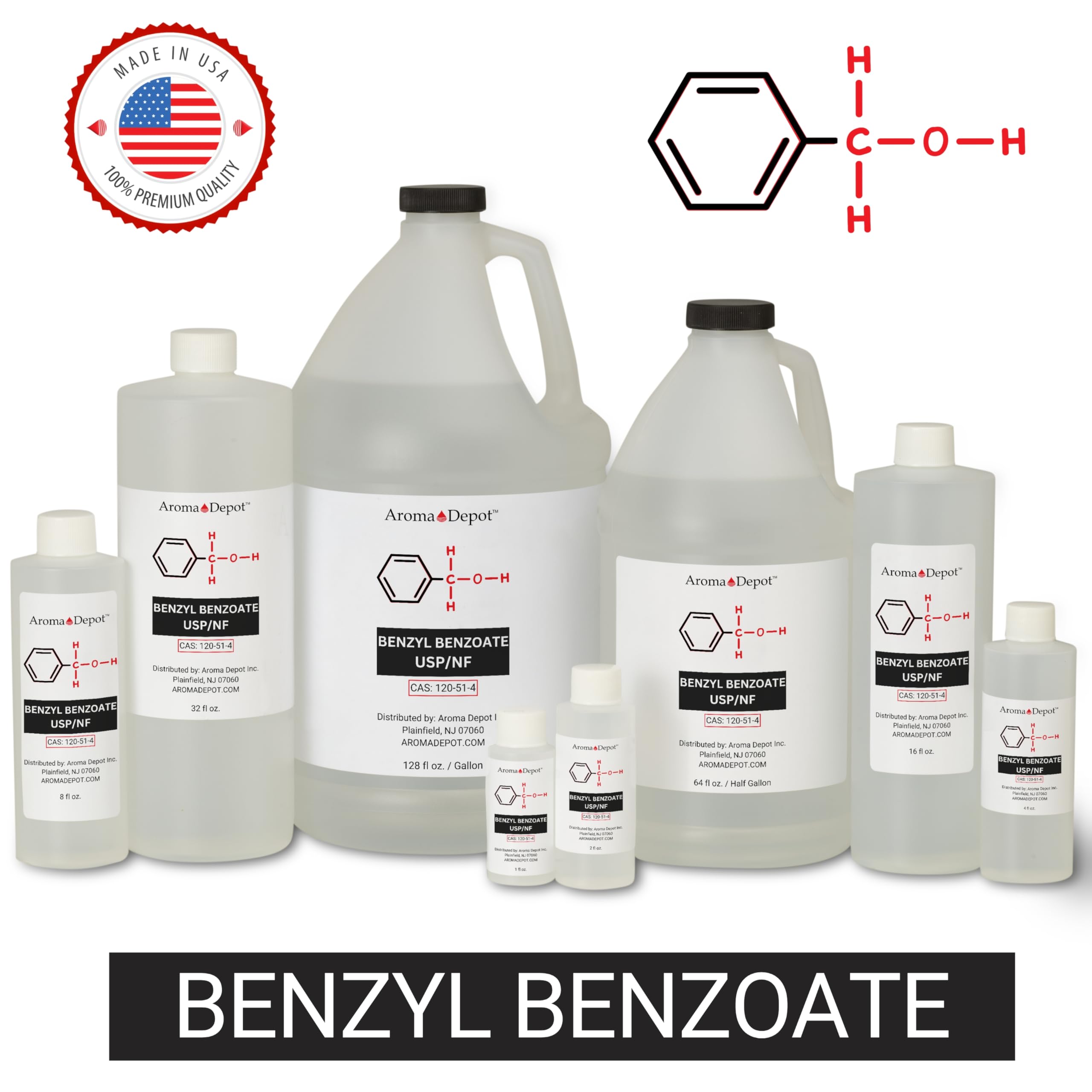 Benzyl Benzoate USP Grade Liquid 8 fl oz – High Purity Multipurpose Solvent & Fragrance Fixative for DIY Cosmetic & Crafting Use