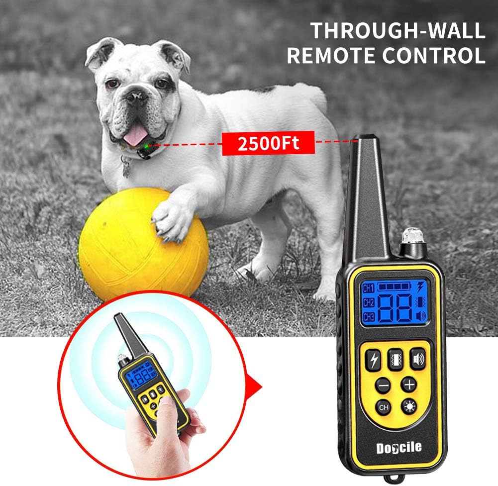 YIDA TECH Dog Shock Collar with Remote 800 Yards Dog Training Collar with Beep Vibra Shock Electric IPX7 100% Waterproof and Rechargeable Shock Collar for Dogs