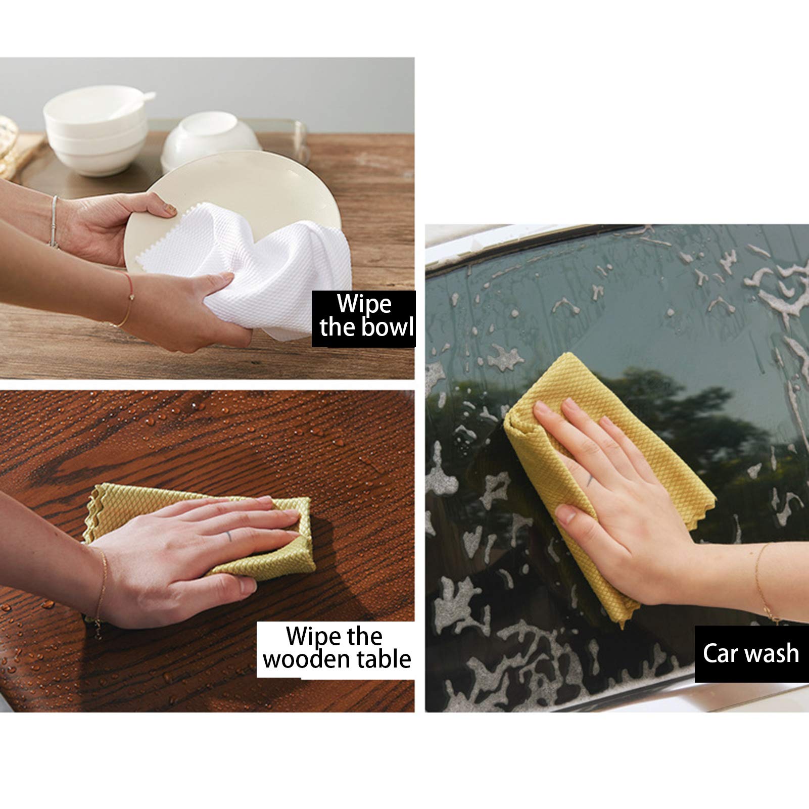 VALICLUD 10 Stück Mikrofaser Geschirrtücher - Hochabsorbierend Mit Fischschuppen Design