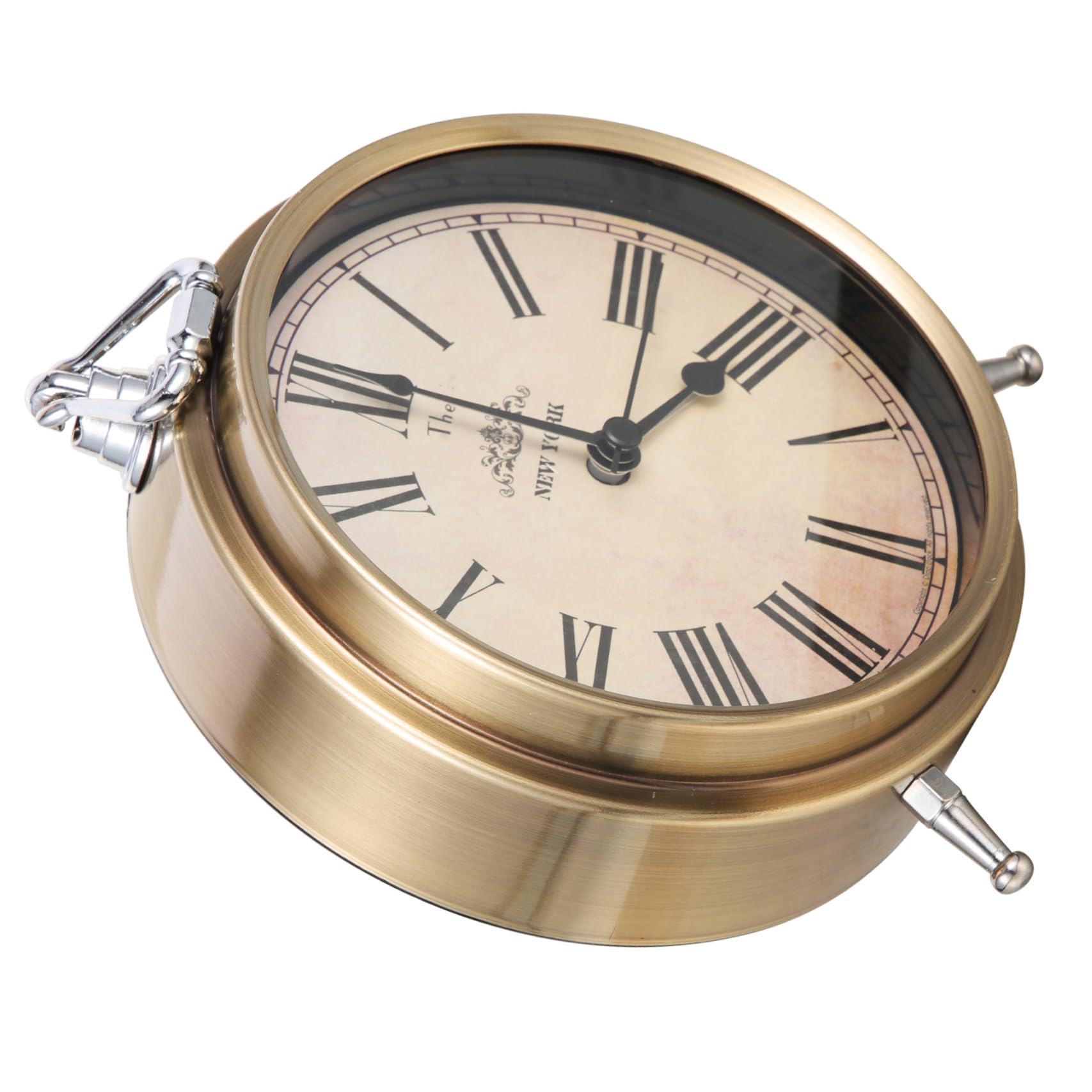 Design Vintage Élégant pour ce Réveil Rétro en Métal et Verre Silencieux Hemobllo